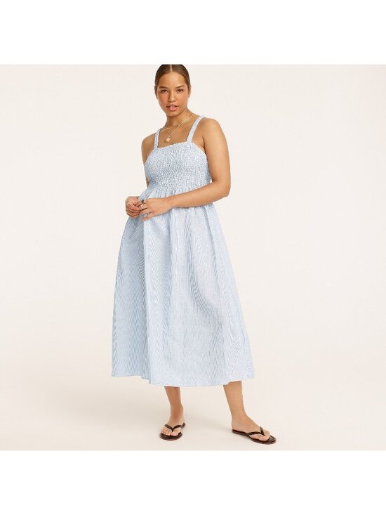 J. Crew Dresses & Skirts - 🆕J CREW Smocked Beach Dress Blue Stripe Cotton X-Small #BF192
